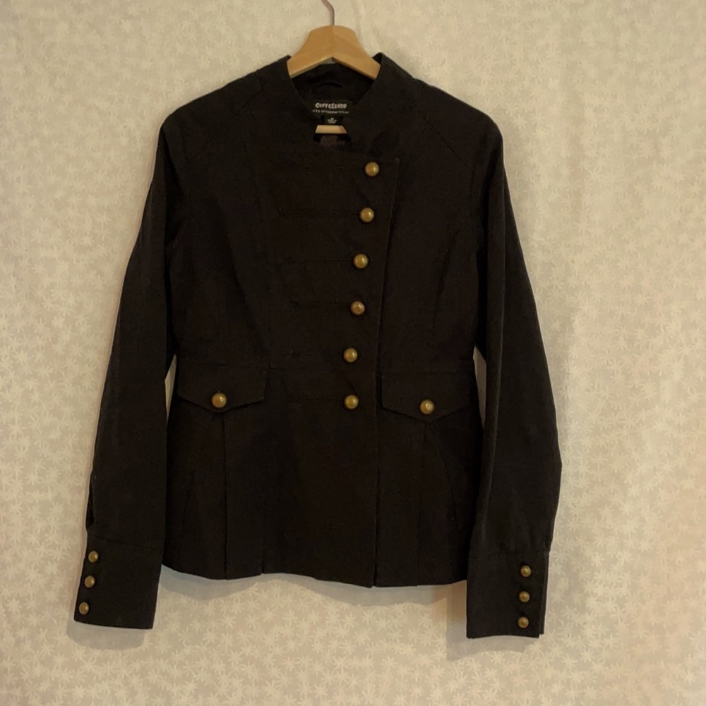 Coffeeshop Military Style Jean Jacket